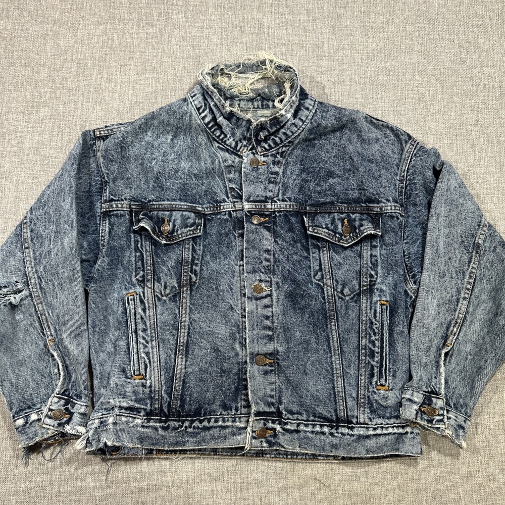 Vintage Levis Trucker Jacket Sz M 80s 90s Distressed Acid Wash Size Med Type III